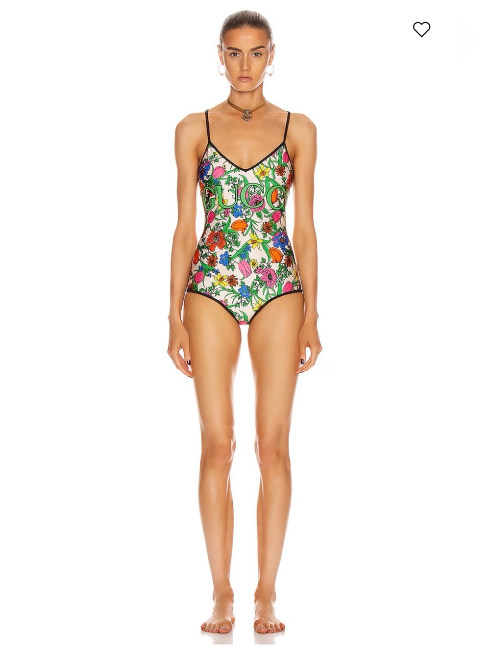 Gucci Floral Logo Print One Piece Swimsuit Size S Made in Italy